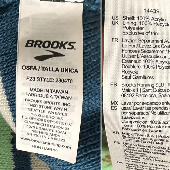 Brooks Happy Heritage Run Happy Winter Knit Beanie Pom Hat - Picture 5 of 5